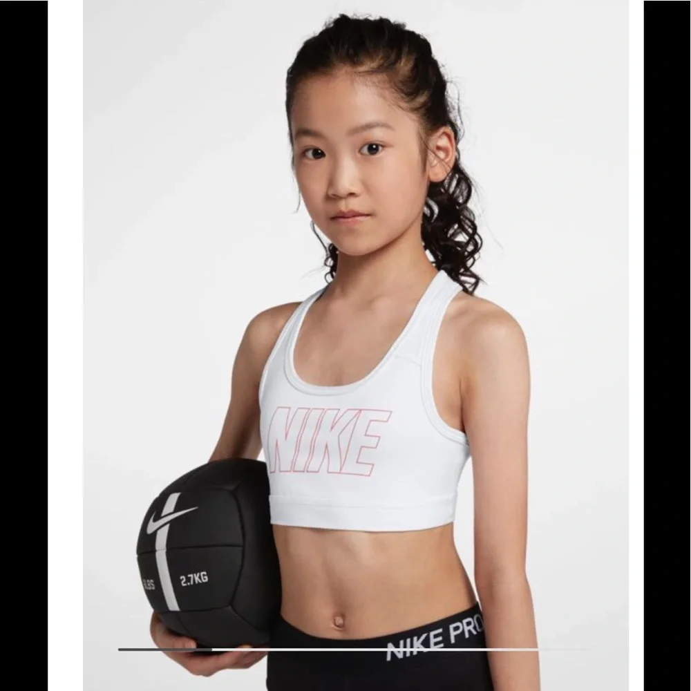 White Nike Pro Little Girls Bra